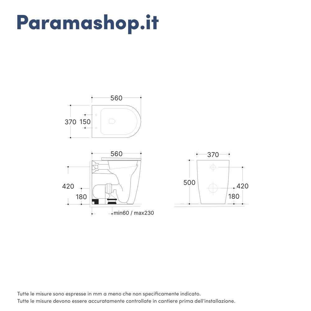 Scheda tecnica vaso filomuro mod. Praga altezza 50cm comfort Scheda tecnica vaso filomuro mod. Praga altezza 50cm comfort