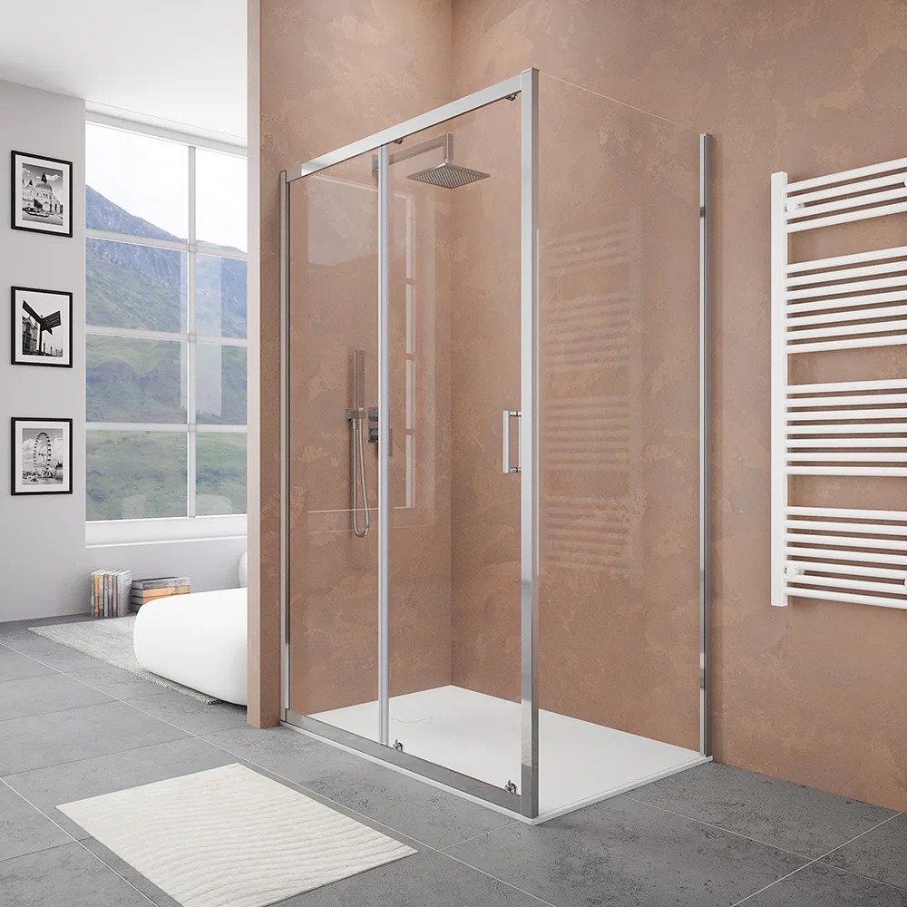 Box doccia 125x70 cm scorrevole vetro 6mm trasparente profili cromati h185 | Tonga Box doccia 125x70 cm scorrevole vetro 6mm trasparente profili cromati h185 | Tonga