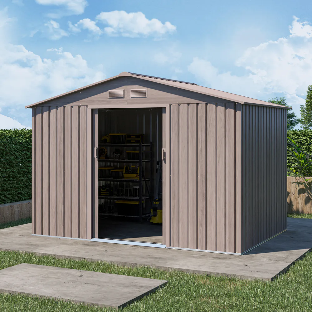 Casetta da giardino in acciaio zincato effetto legno chiaro 2,77x1,95x1,93 m - 65kg - 4,8 metri quadri