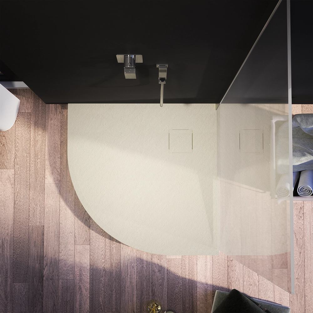 Piatto doccia 80x80 cm semicircolare colore avorio effetto pietra | Samos Piatto doccia 80x80 cm semicircolare colore avorio effetto pietra | Samos