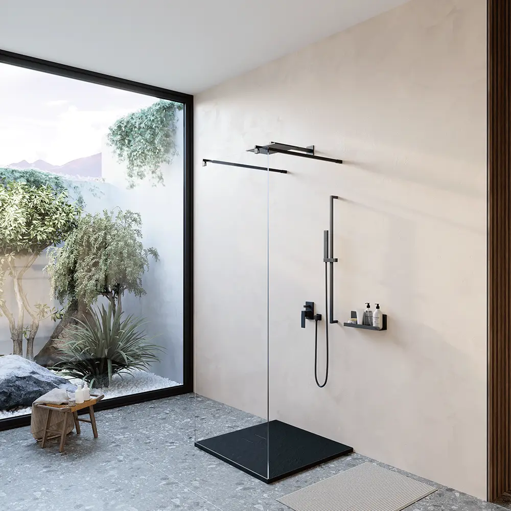 Piatto doccia 90x90 cm colore nero effetto pietra | Samos Piatto doccia 90x90 cm colore nero effetto pietra | Samos