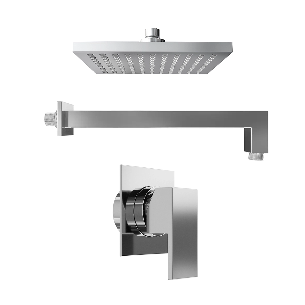 Set doccia cromato - Miscelatore incasso Hedy con braccio e soffione 20x20 cm Set doccia cromato - Miscelatore incasso Hedy con braccio e soffione 20x20 cm