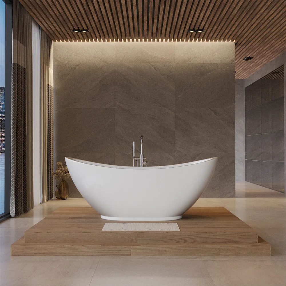 Vasca da bagno freestanding per centro stanza in acrilico bianco lucido mod. Olivia di Parama Vasca da bagno freestanding per centro stanza in acrilico bianco lucido mod. Olivia di Parama