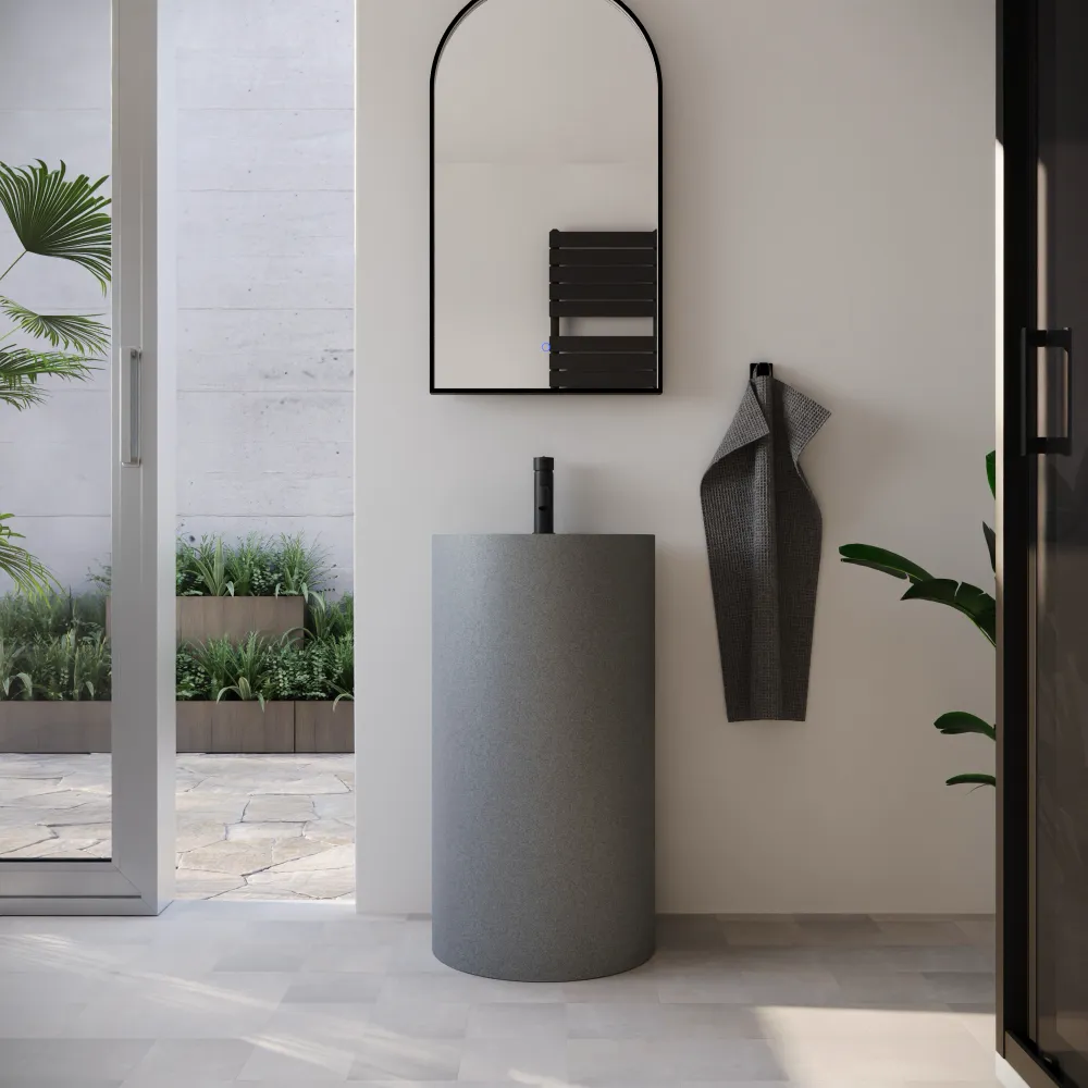 Lavabo freestanding tondo 45x83 cm in micrcocemento grigio | Coral