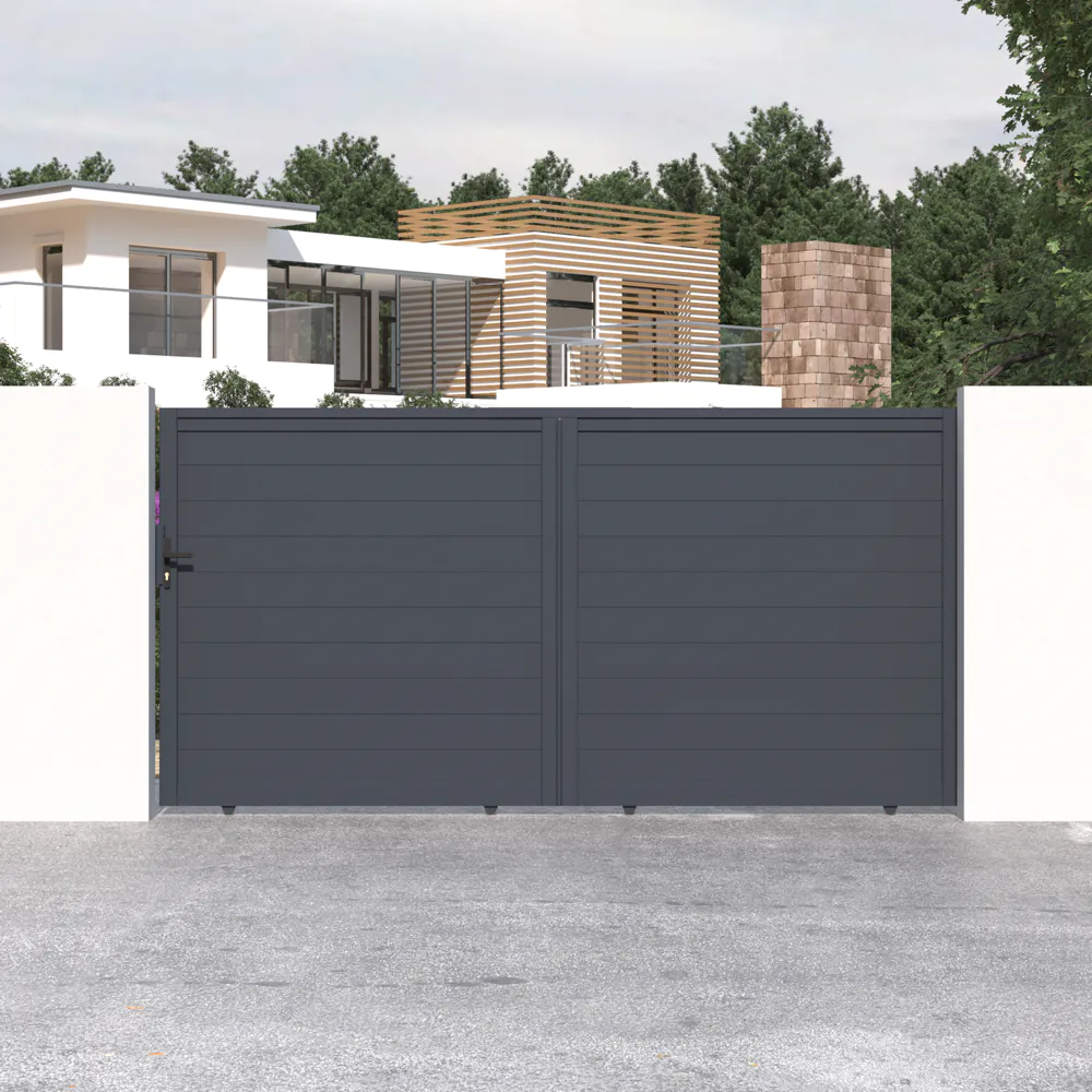 Cancello in alluminio scorrevole 350x173cm grigio freddo
