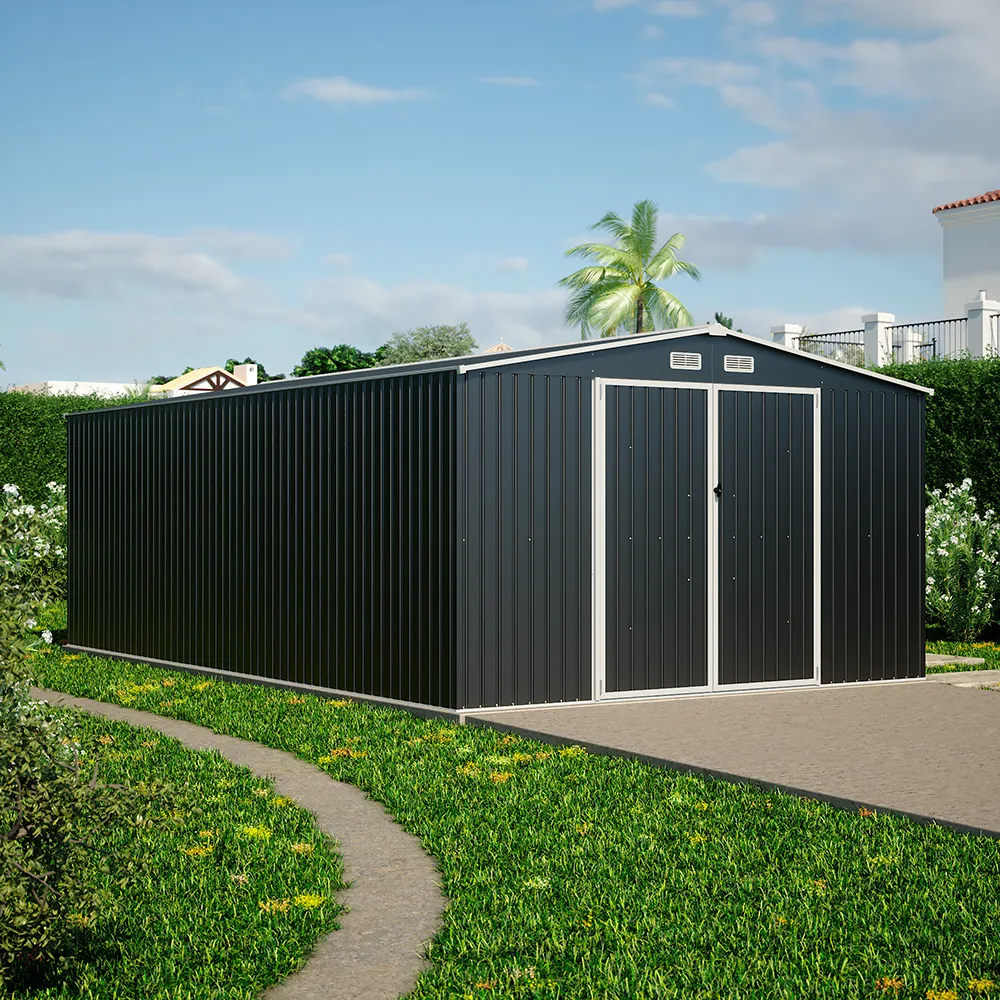 Casetta da giardino in acciaio zincato nero 5,96x3,56xh2,17m -258kg - 21,2 metri quadri Casetta da giardino in acciaio zincato nero 5,96x3,56xh2,17m -258kg - 21,2 metri quadri