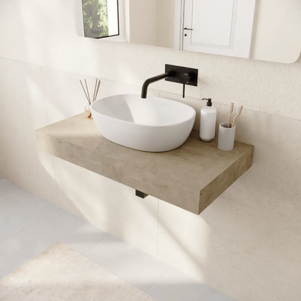 Mensola da bagno in hpl 100cm effetto cemento | Baikal Mensola da bagno in hpl 100cm effetto cemento | Baikal