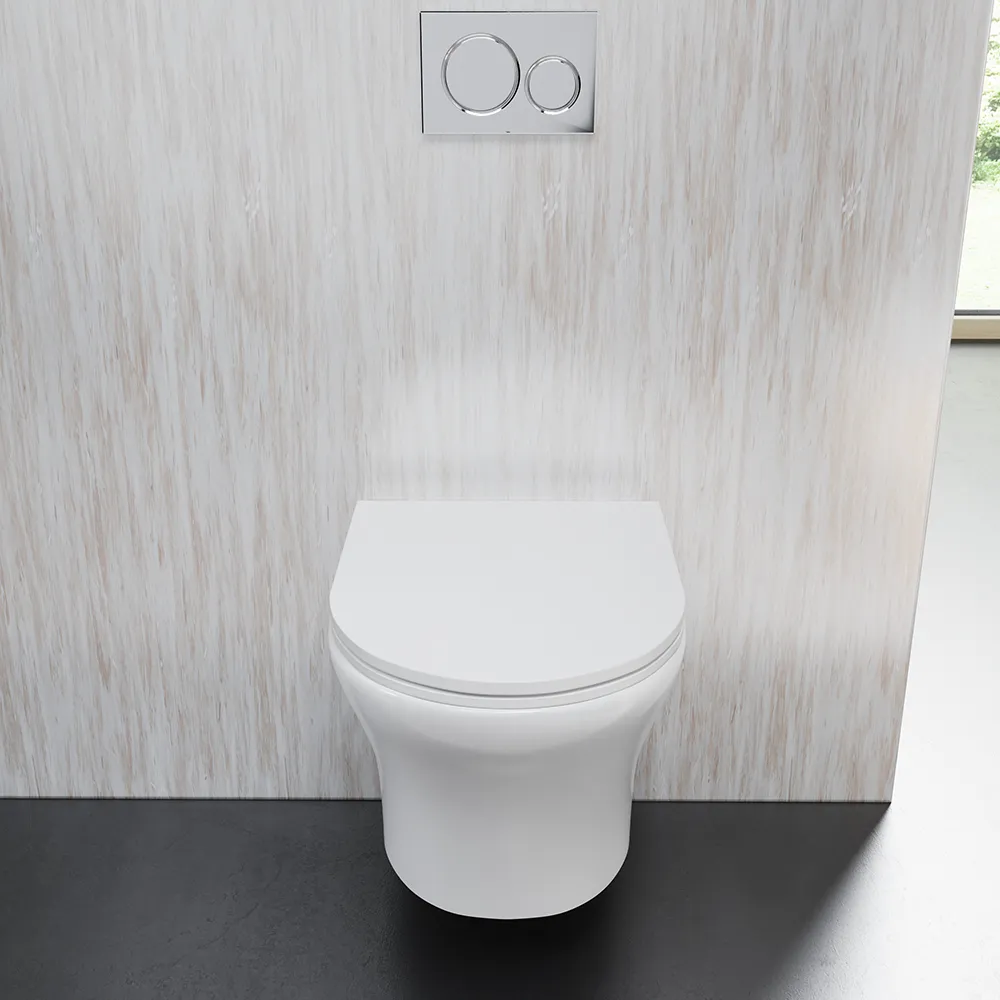 Vaso sospeso rimless in ceramica bianco lucido con sedile soft-close | Nassau Vaso sospeso rimless in ceramica bianco lucido con sedile soft-close | Nassau