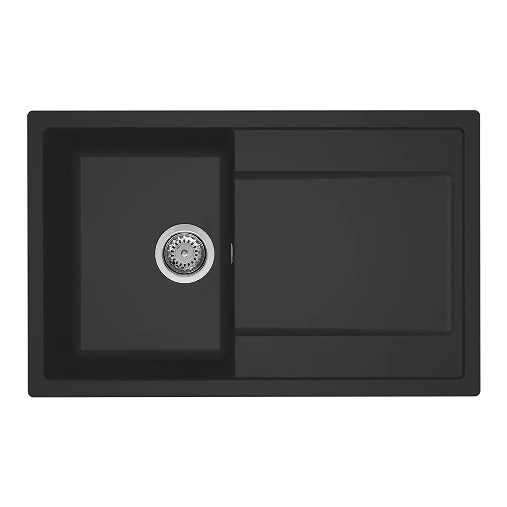 Elleci lavello da cucina 1 vasca con gocciolatoio 79x50cm in granitek nero installazione sopratop | Life 300