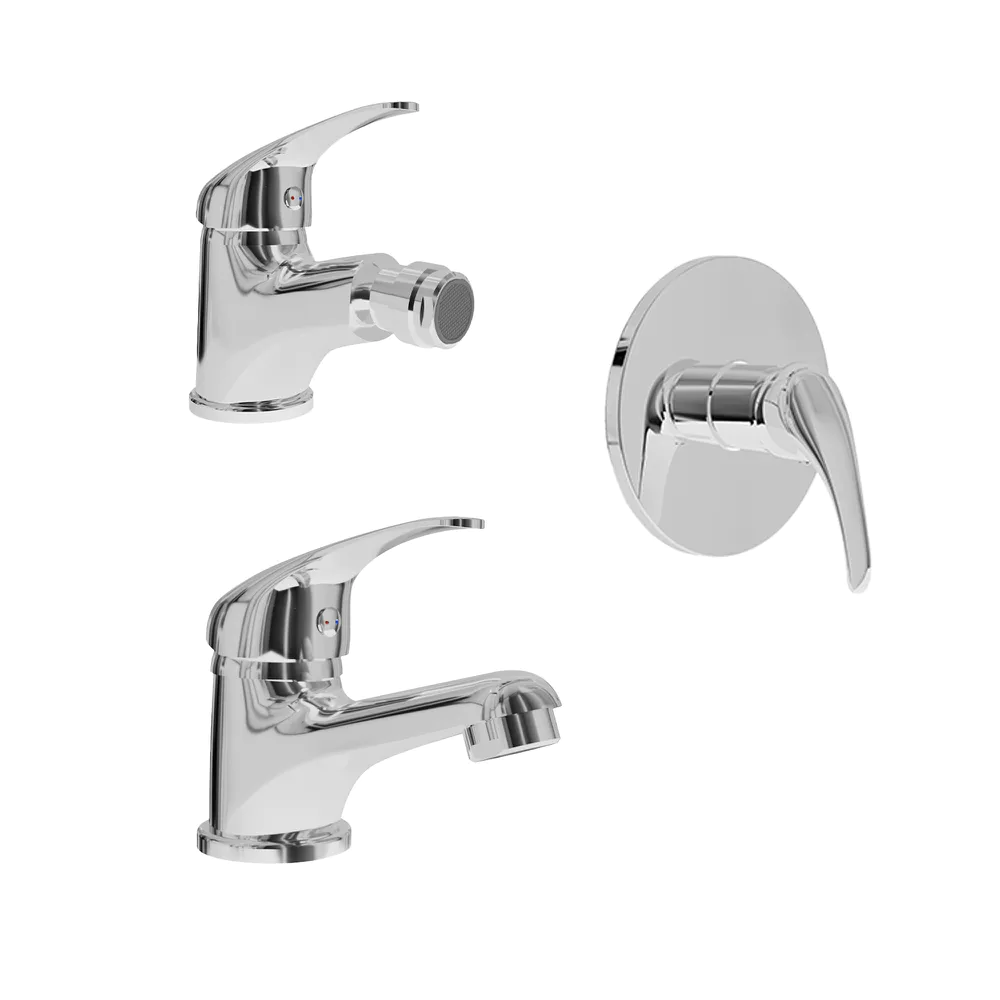 Set miscelatori: lavabo bidet con scarico a saltarello e incasso doccia monocomando | Natalie Set miscelatori: lavabo bidet con scarico a saltarello e incasso doccia monocomando | Natalie