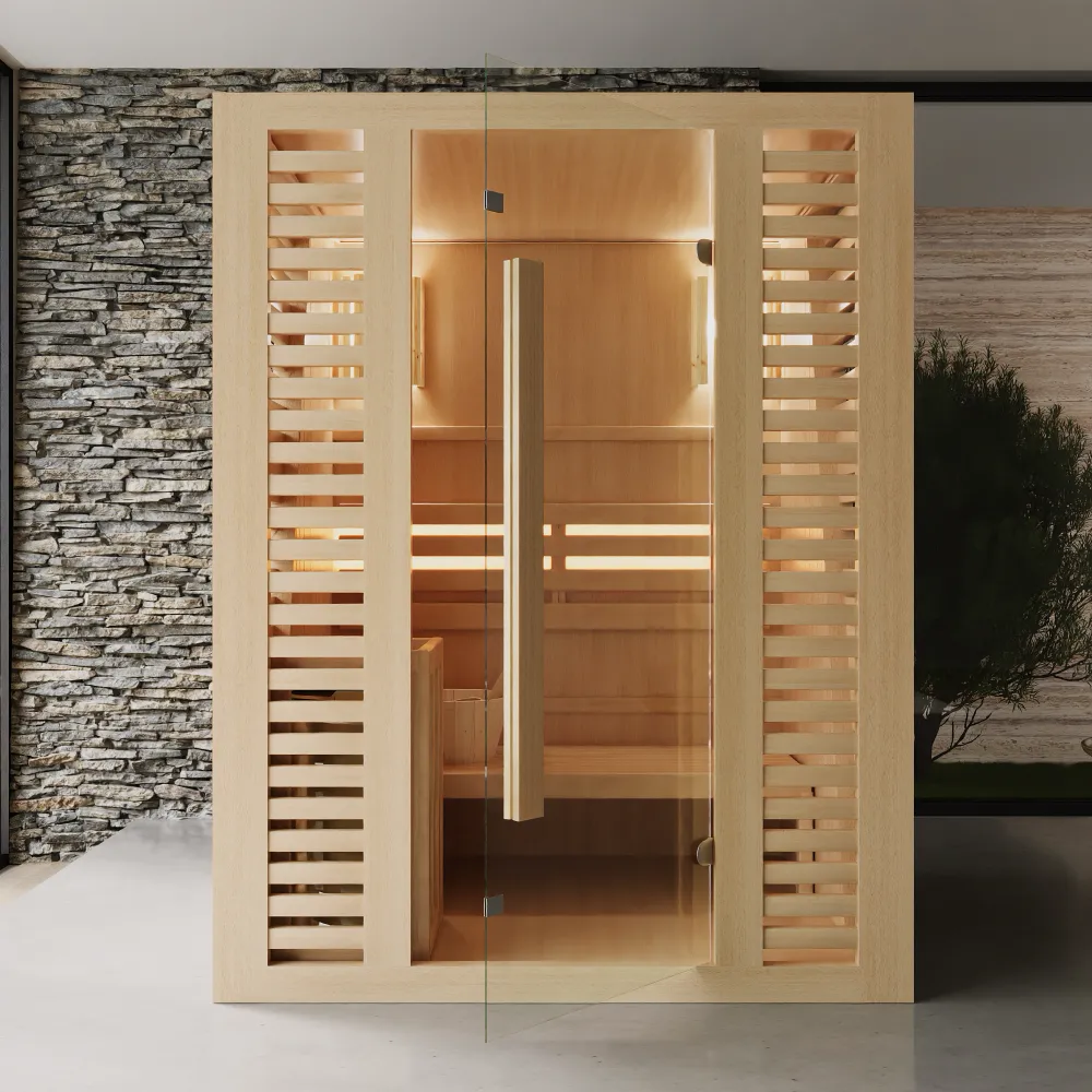 Sauna finlandese da interno 150x120cm h190cm in legno hemlock | Abisko