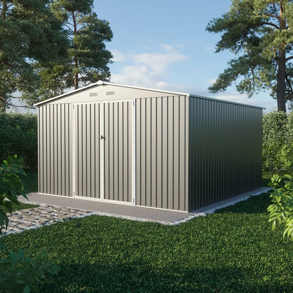 Casetta da giardino in acciaio zincato grigio 3,62x3,62xh2,17m - 180kg - 13,1 metri quadri Casetta da giardino in acciaio zincato grigio 3,62x3,62xh2,17m - 180kg - 13,1 metri quadri