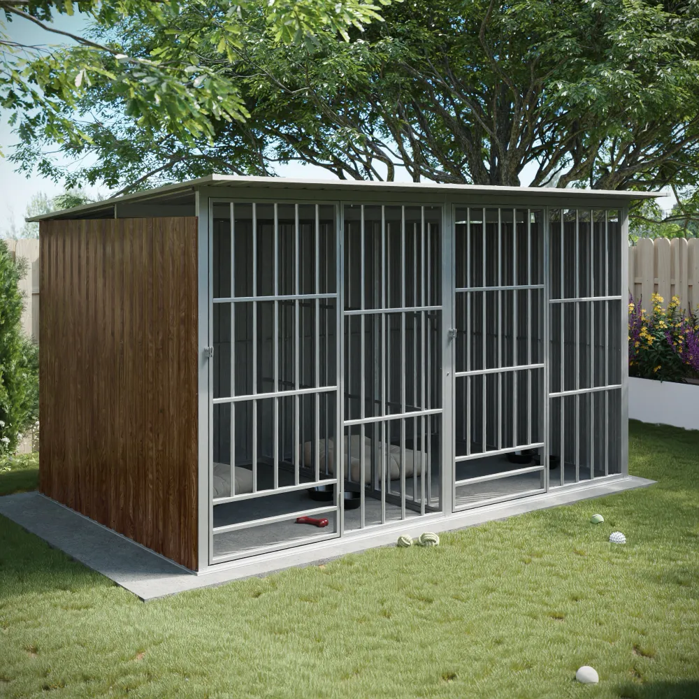 Box per cani in acciaio zincato 323x221x179,8cm effetto legno