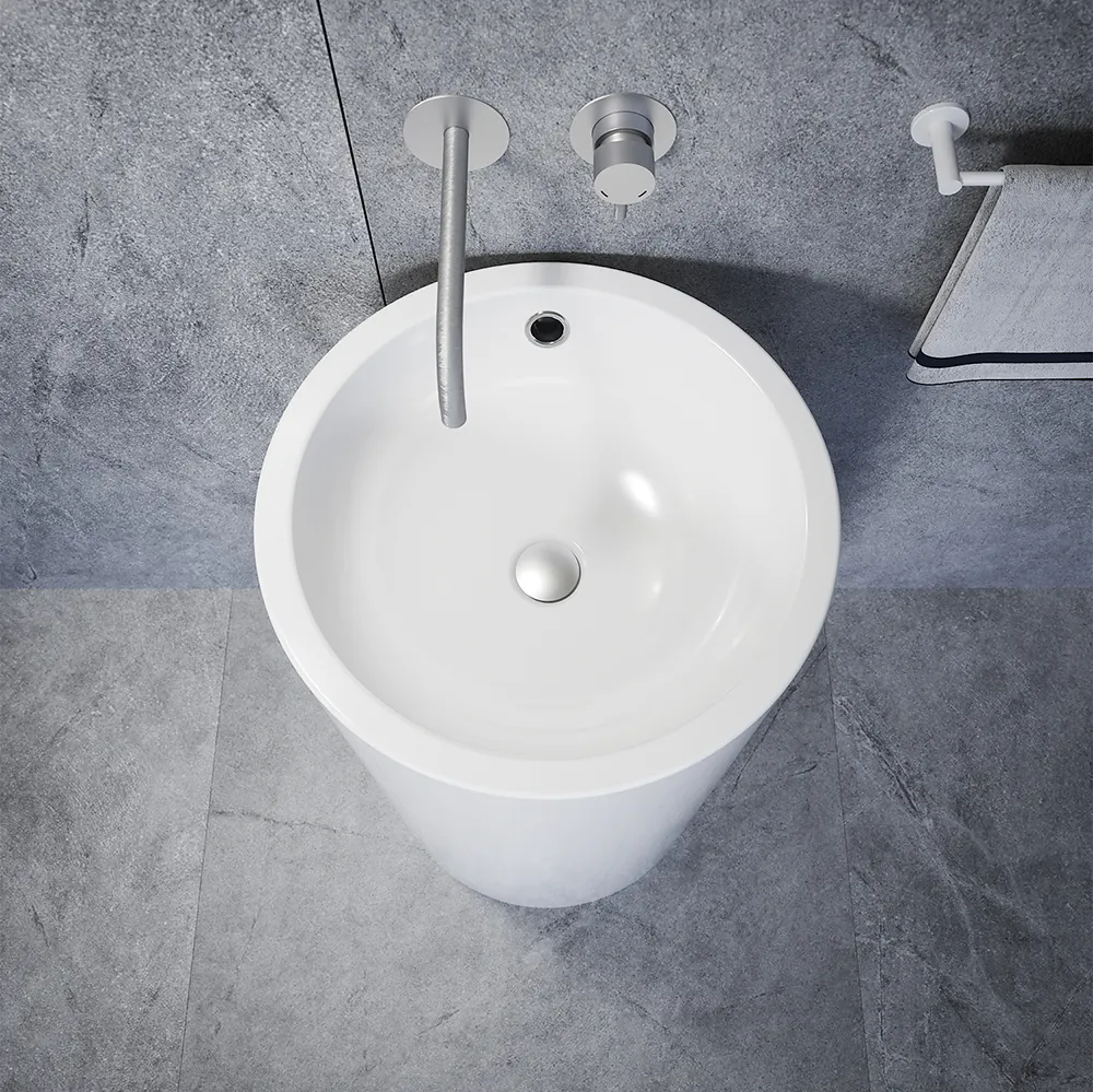 Lavabo freestanding tondo 46cm in ceramica bianco lucido con troppopieno | Baltico Lavabo freestanding tondo 46cm in ceramica bianco lucido con troppopieno | Baltico