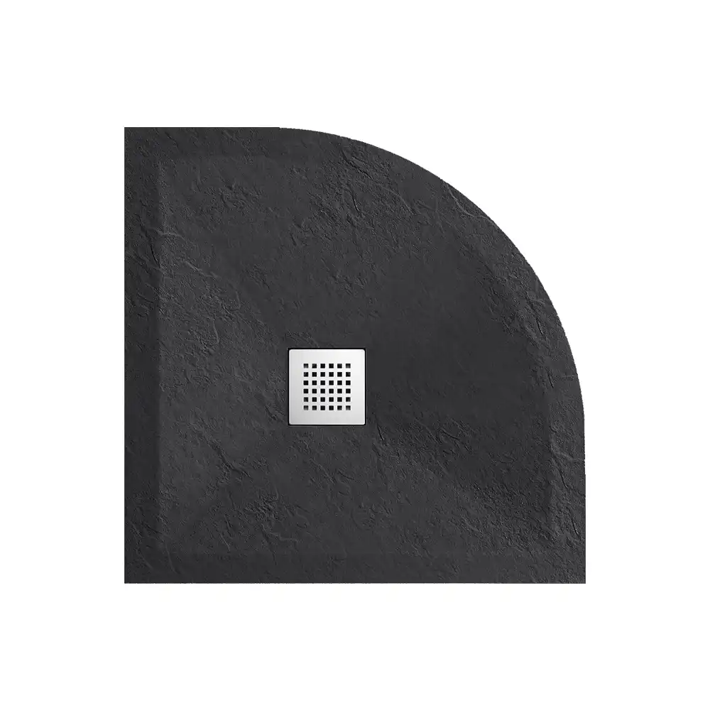 Piatto doccia semicircolare 80x80cm effetto pietra nero antracite in marmoresina e gel coat | Messapia Piatto doccia semicircolare 80x80cm effetto pietra nero antracite in marmoresina e gel coat | Messapia