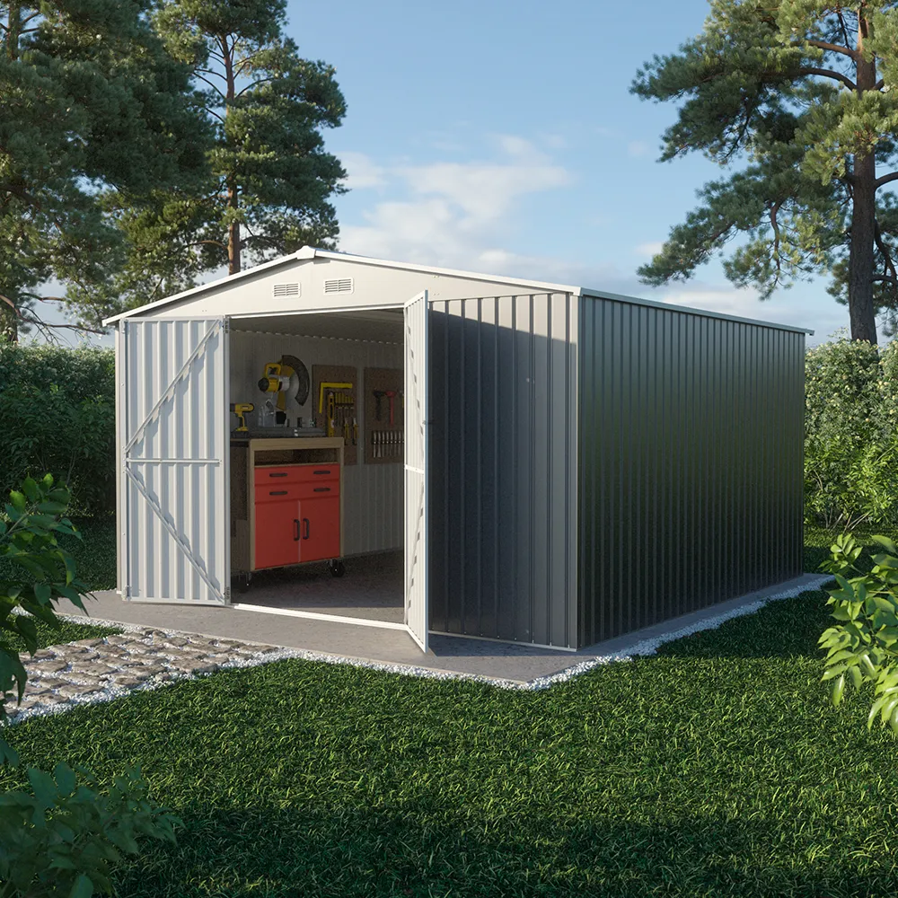 Casetta da giardino in acciaio zincato grigio 3,62x3,62xh2,17m - 180kg - 13,1 metri quadri