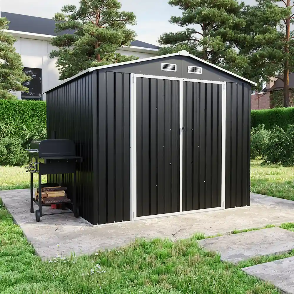 Casetta da giardino in acciaio zincato nero 2,56x2,56xh2,16m - 111kg - 6,55 metri quadri Casetta da giardino in acciaio zincato nero 2,56x2,56xh2,16m - 111kg - 6,55 metri quadri