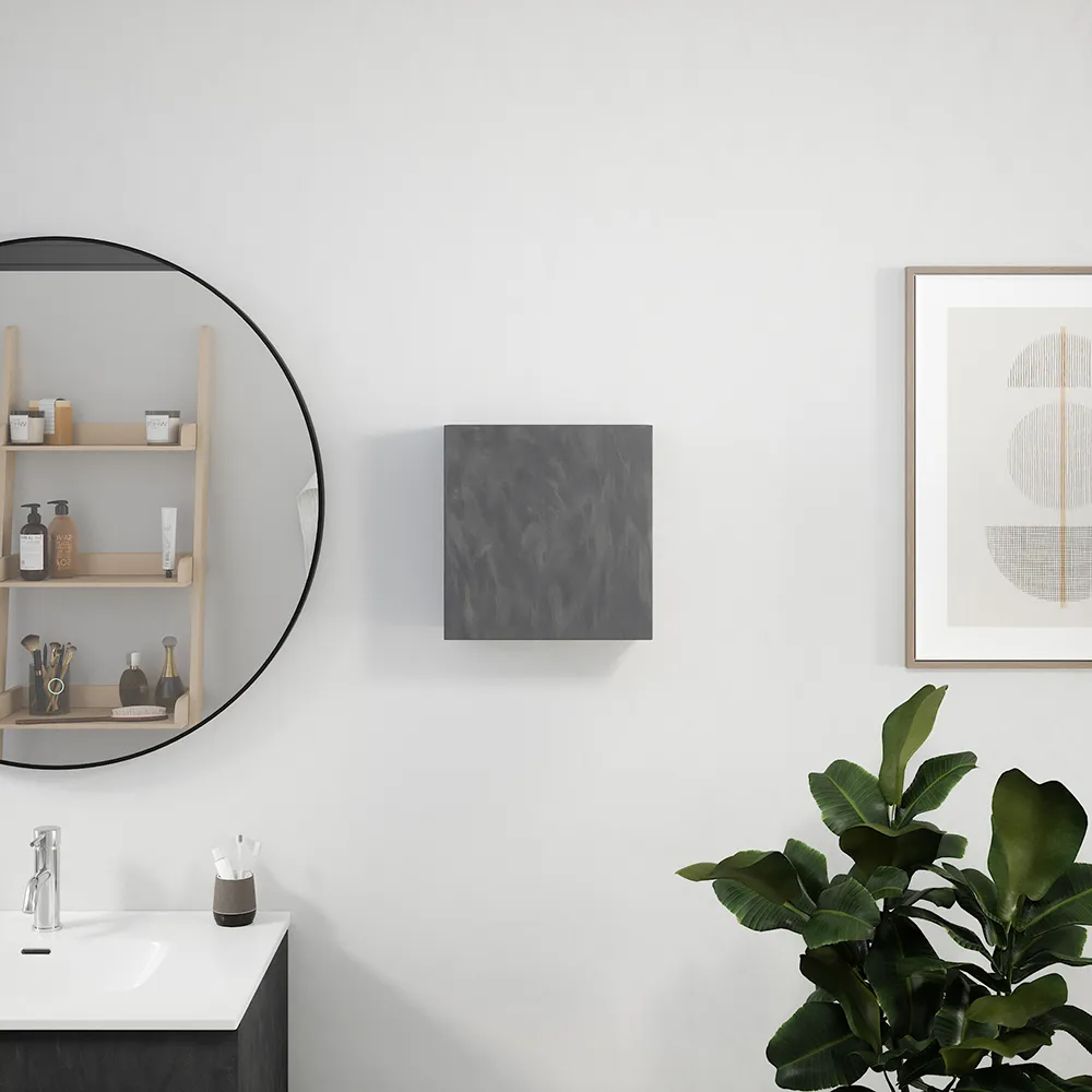 Pensile bagno sospeso con anta 33x36 cm effetto cemento scuro | Yili Pensile bagno sospeso con anta 33x36 cm effetto cemento scuro | Yili