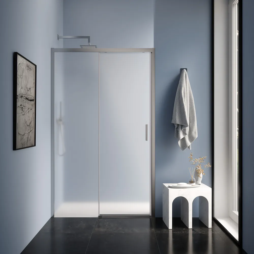 Porta doccia per nicchia scorrevole 130 cm profili cromati vetro 6mm opaco h190 | Cuba Porta doccia per nicchia scorrevole 130 cm profili cromati vetro 6mm opaco h190 | Cuba