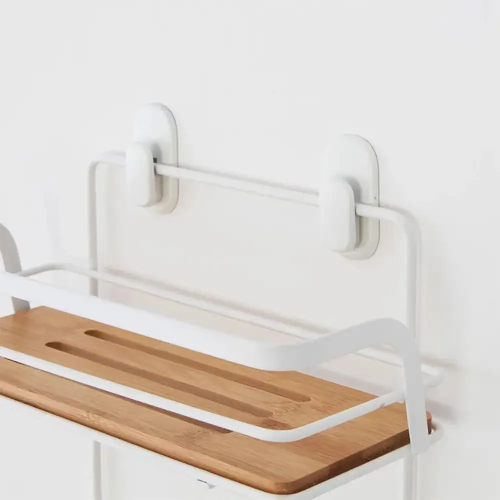 Mensola due ripiani acciaio bianco e bambu | Haiti Mensola due ripiani acciaio bianco e bambu | Haiti