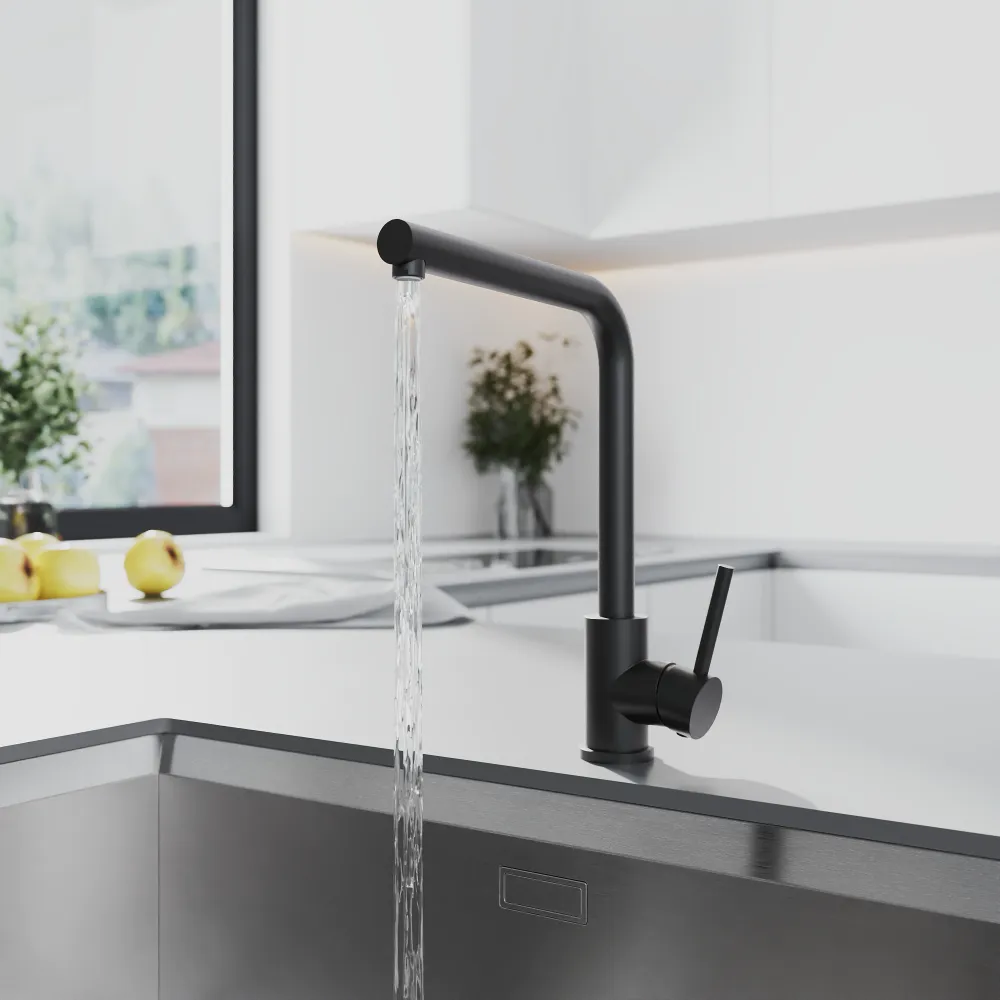 Miscelatore lavello cucina orientabile in acciaio inox nero opaco | Zenzero