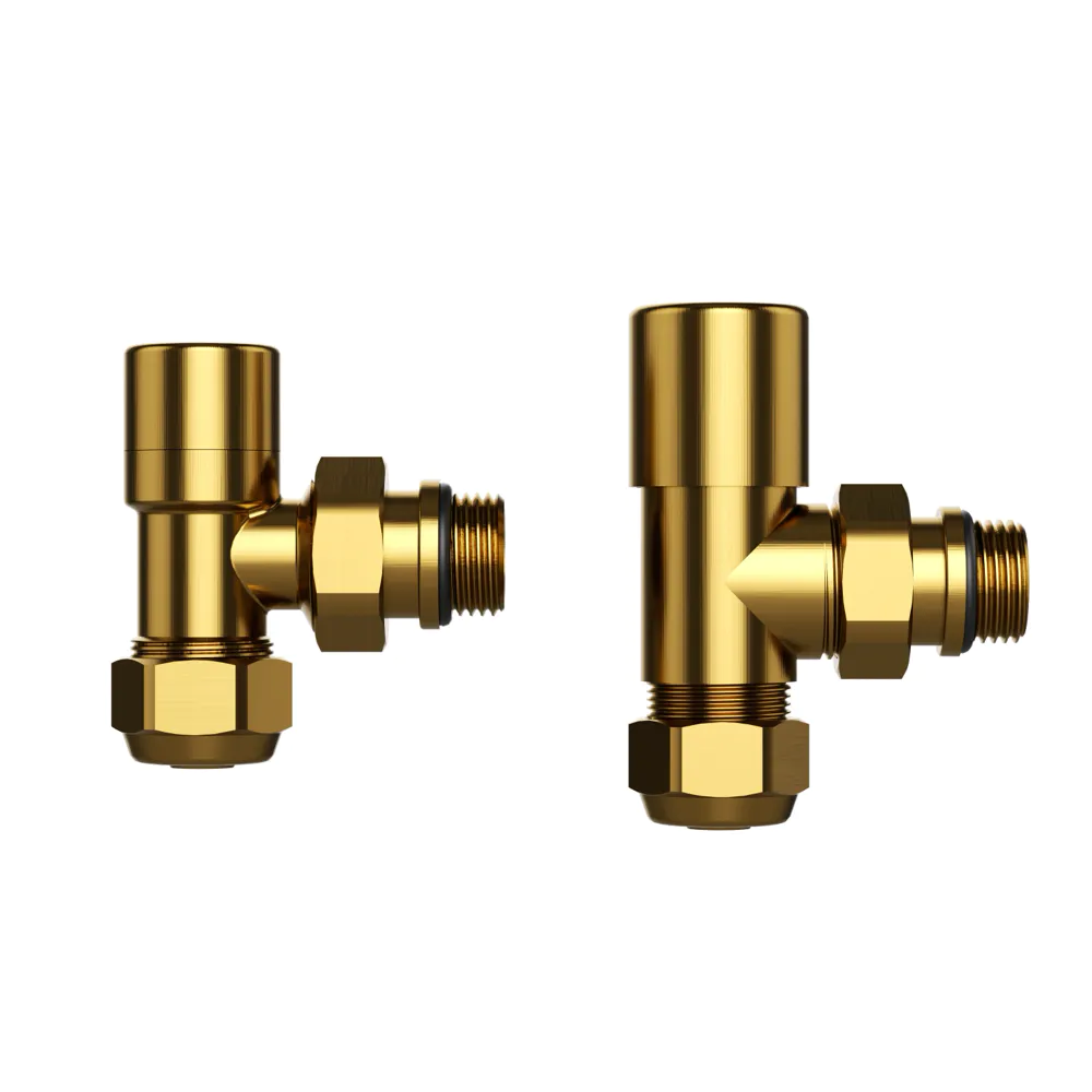 Coppia valvole ad angolo in ottone 16mm 1/2" oro spazzolato Coppia valvole ad angolo in ottone 16mm 1/2" oro spazzolato