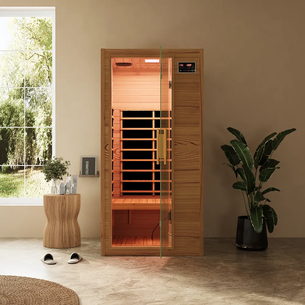 Sauna ad infrarossi 90x100 cm H188 in legno Helmock con radio integrata | Helsinki Eco Sauna ad infrarossi 90x100 cm H188 in legno Helmock con radio integrata | Helsinki Eco