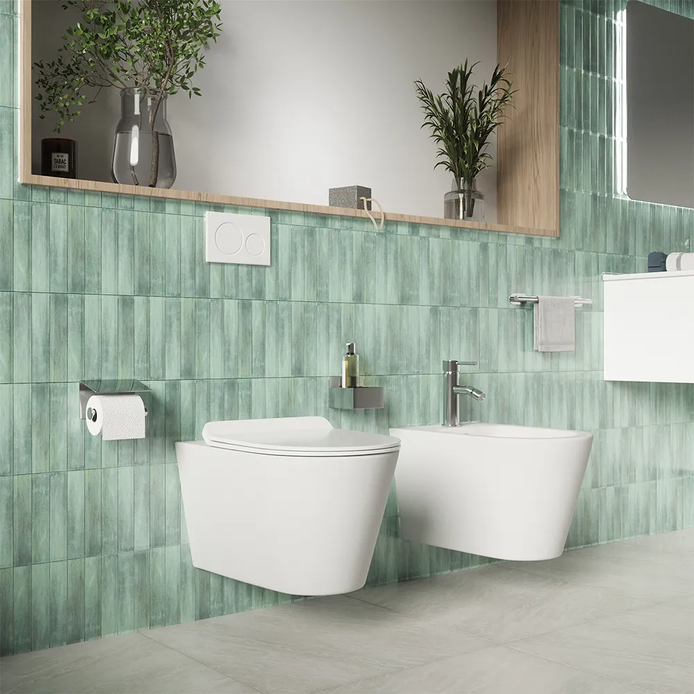 Sanitari sospesi in ceramica bianco lucido vaso rimless sedile soft-close e bidet | Rio Sanitari sospesi in ceramica bianco lucido vaso rimless sedile soft-close e bidet | Rio