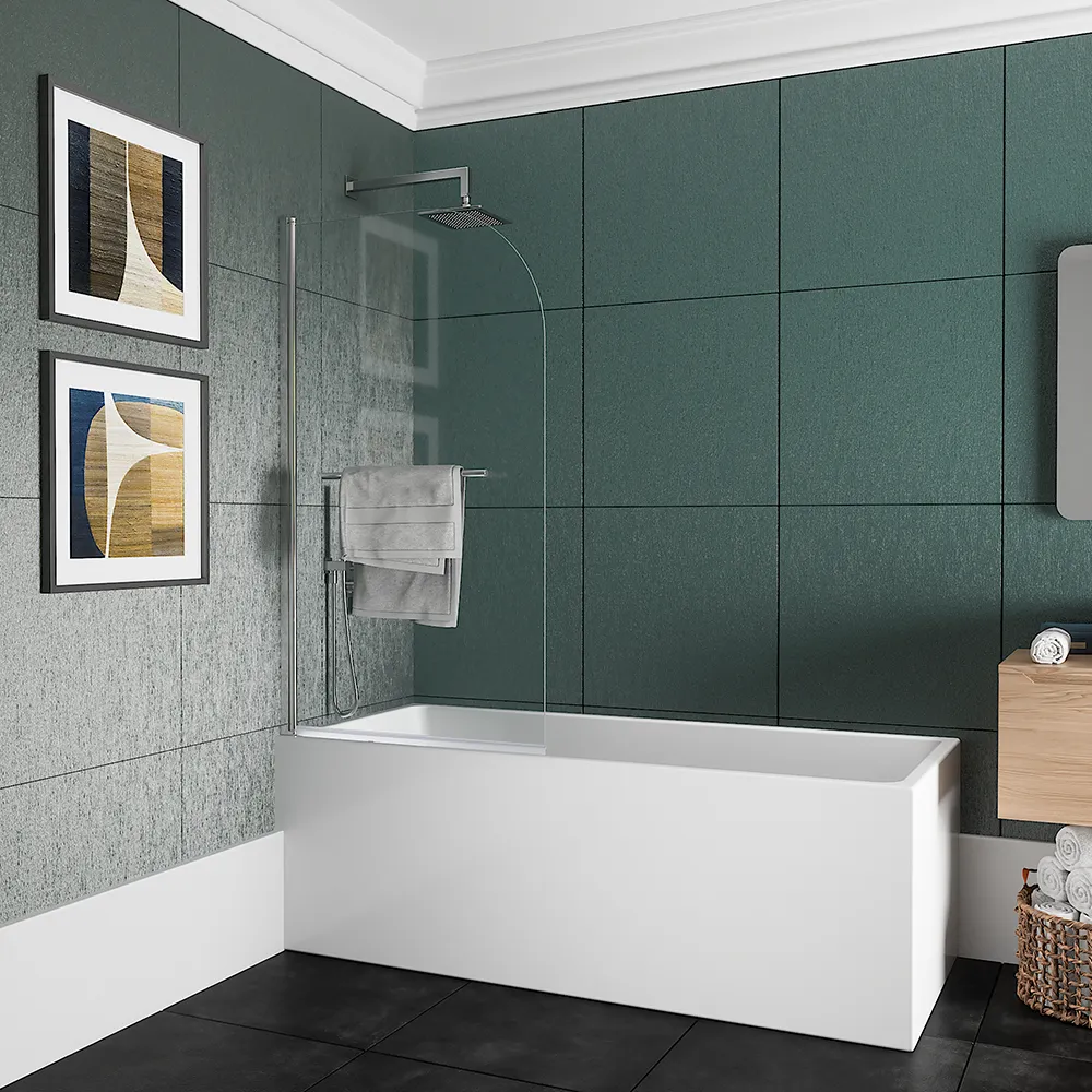 Parete sopravasca girevole 80 cm vetro trasparente e portasciugamani | Macao Parete sopravasca girevole 80 cm vetro trasparente e portasciugamani | Macao