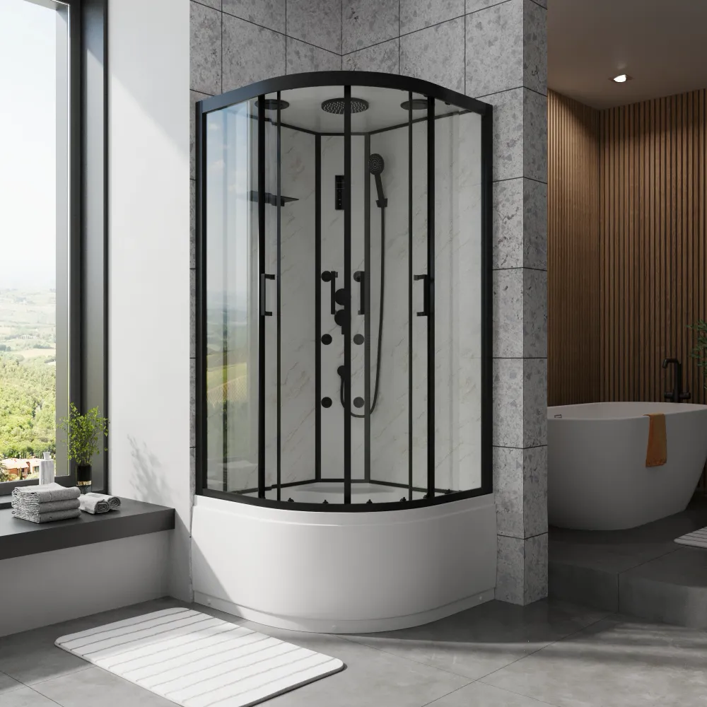 Cabina doccia idromassaggio semicircolare 85x85 cm multifunzione h215cm | Zante