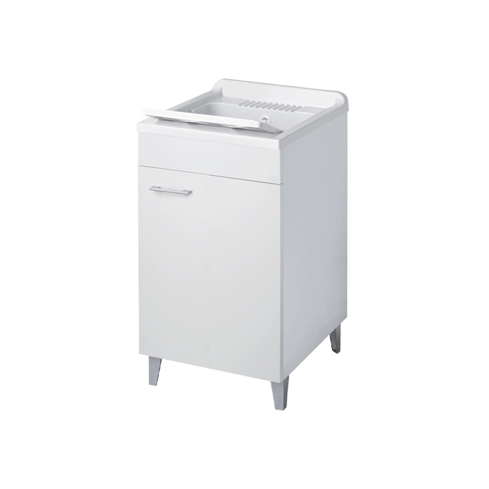 Mobile lavatoio per interni 50x50 cm bianco-vasca e asse in PP, sifone e troppopieno | Pratika Mobile lavatoio per interni 50x50 cm bianco-vasca e asse in PP, sifone e troppopieno | Pratika