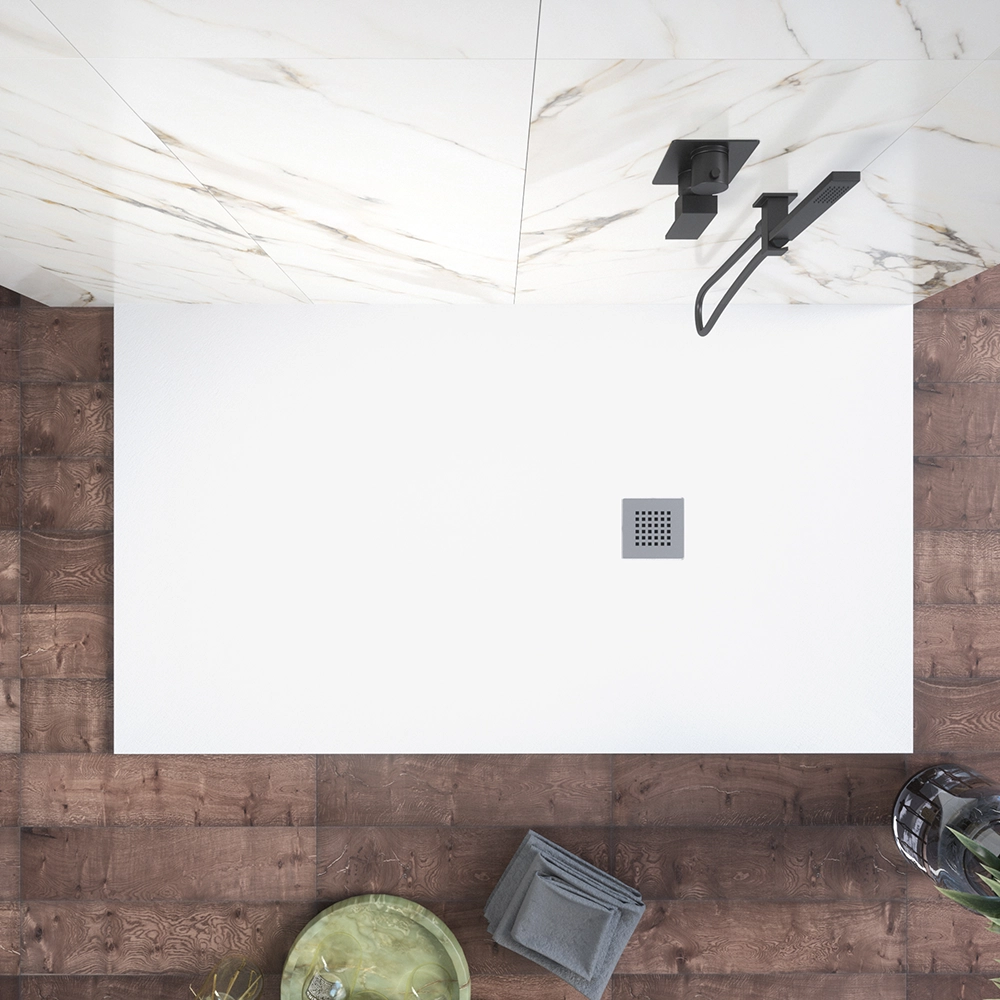 Piatto doccia 80x140cm in marmoresina bianco effetto pietra | Kos Piatto doccia 80x140cm in marmoresina bianco effetto pietra | Kos