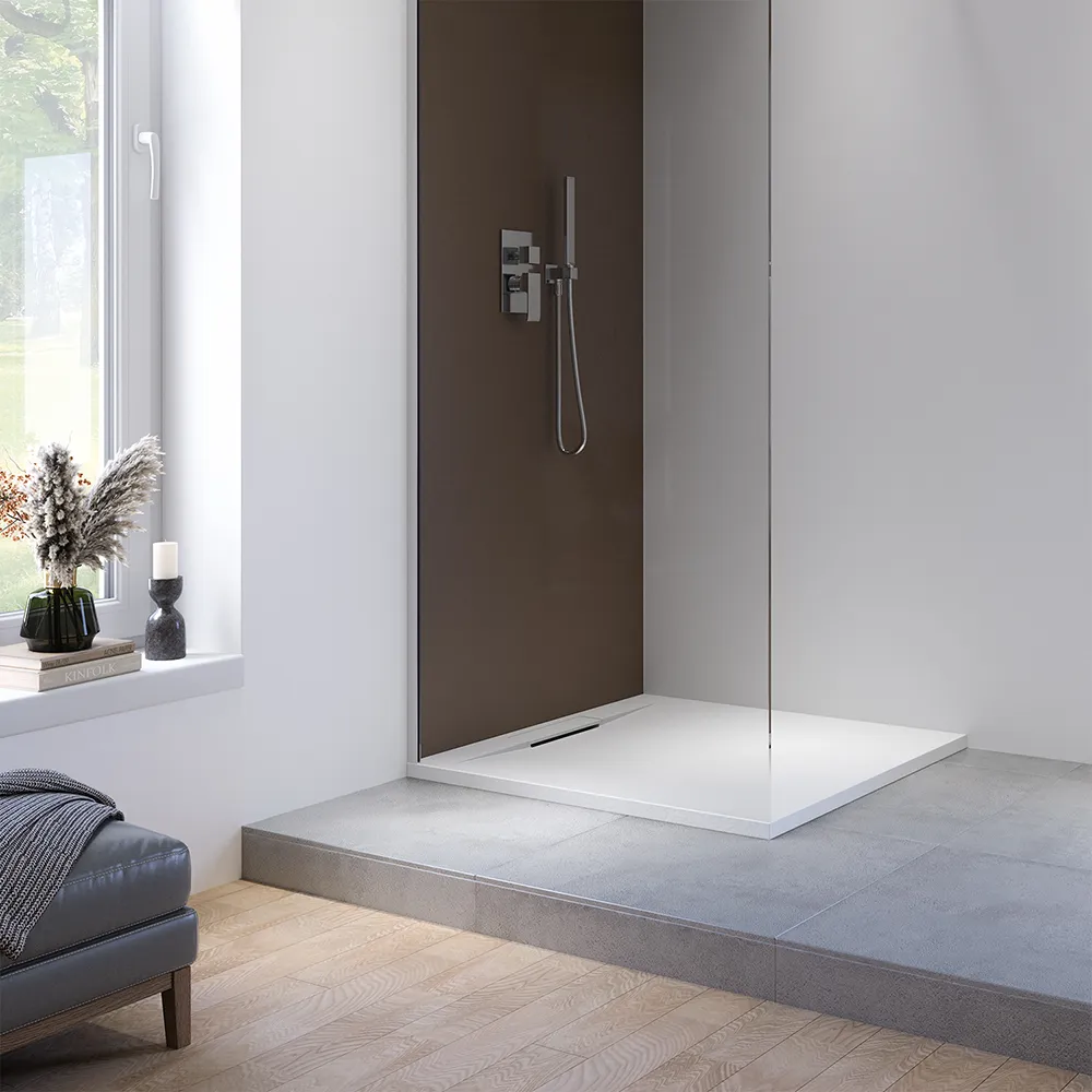 Piatto doccia 80x80 cm in marmoresina bianco effetto pietra | Paros Piatto doccia 80x80 cm in marmoresina bianco effetto pietra | Paros