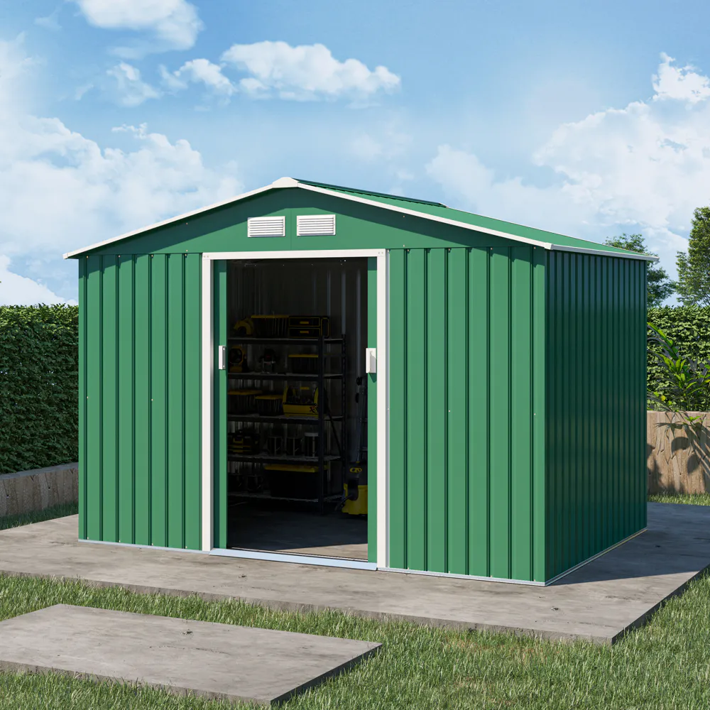 Casetta da giardino in acciaio zincato verde scuro 2,77x1,95x1,93 m - 65kg - 4,8 metri quadri