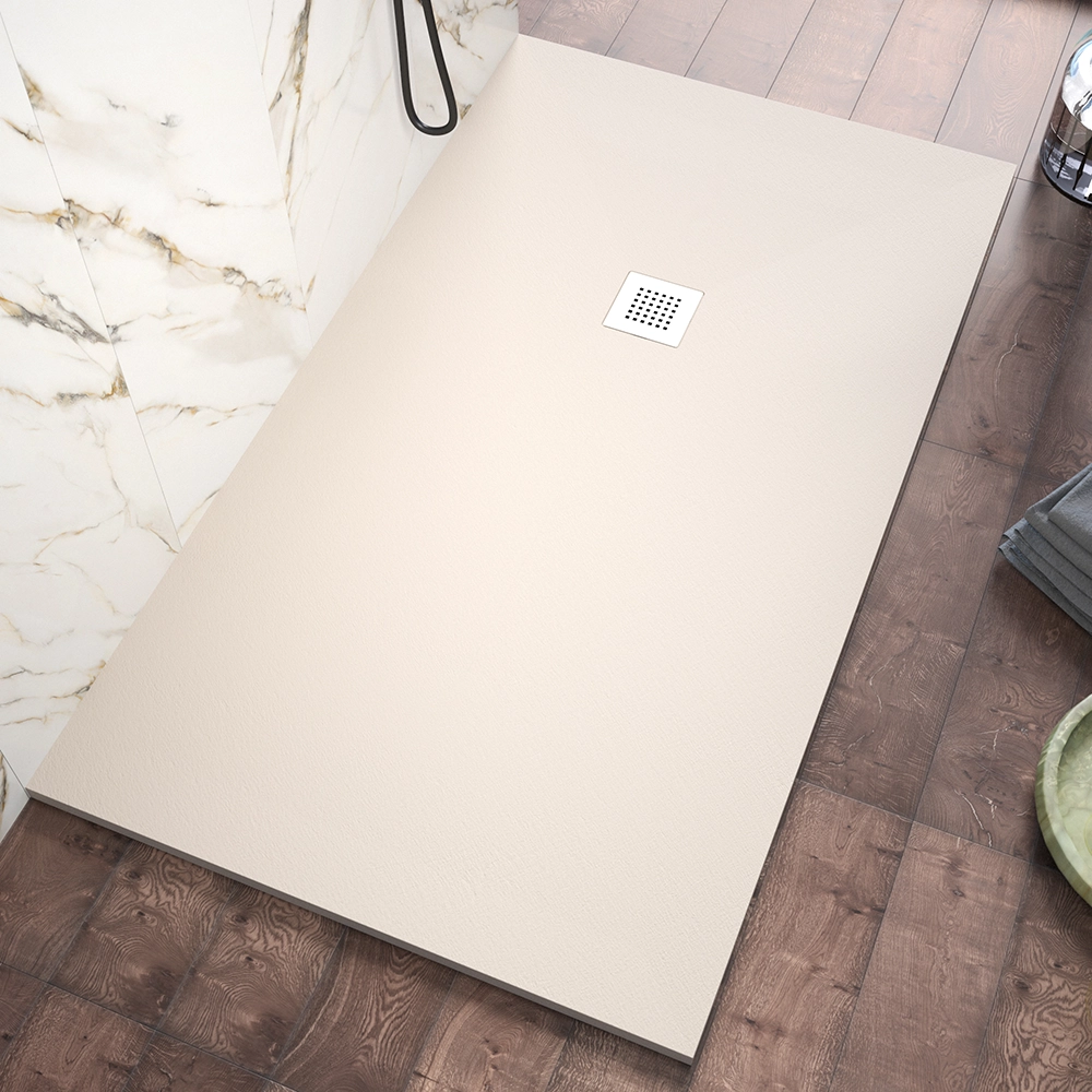 Piatto doccia 90x160cm in marmoresina avorio effetto pietra | Kos Piatto doccia 90x160cm in marmoresina avorio effetto pietra | Kos