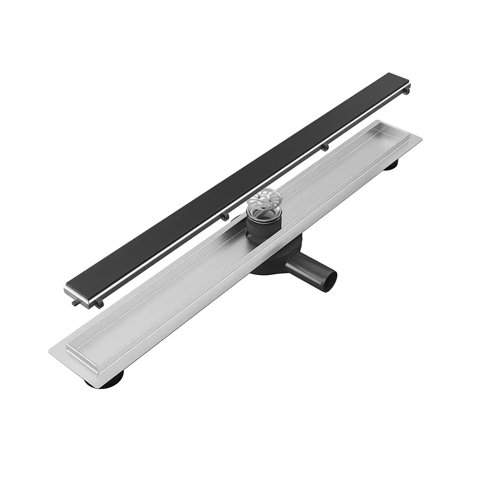 Canalina doccia acciaio inox 60 cm cover in vetro nero Canalina doccia acciaio inox 60 cm cover in vetro nero