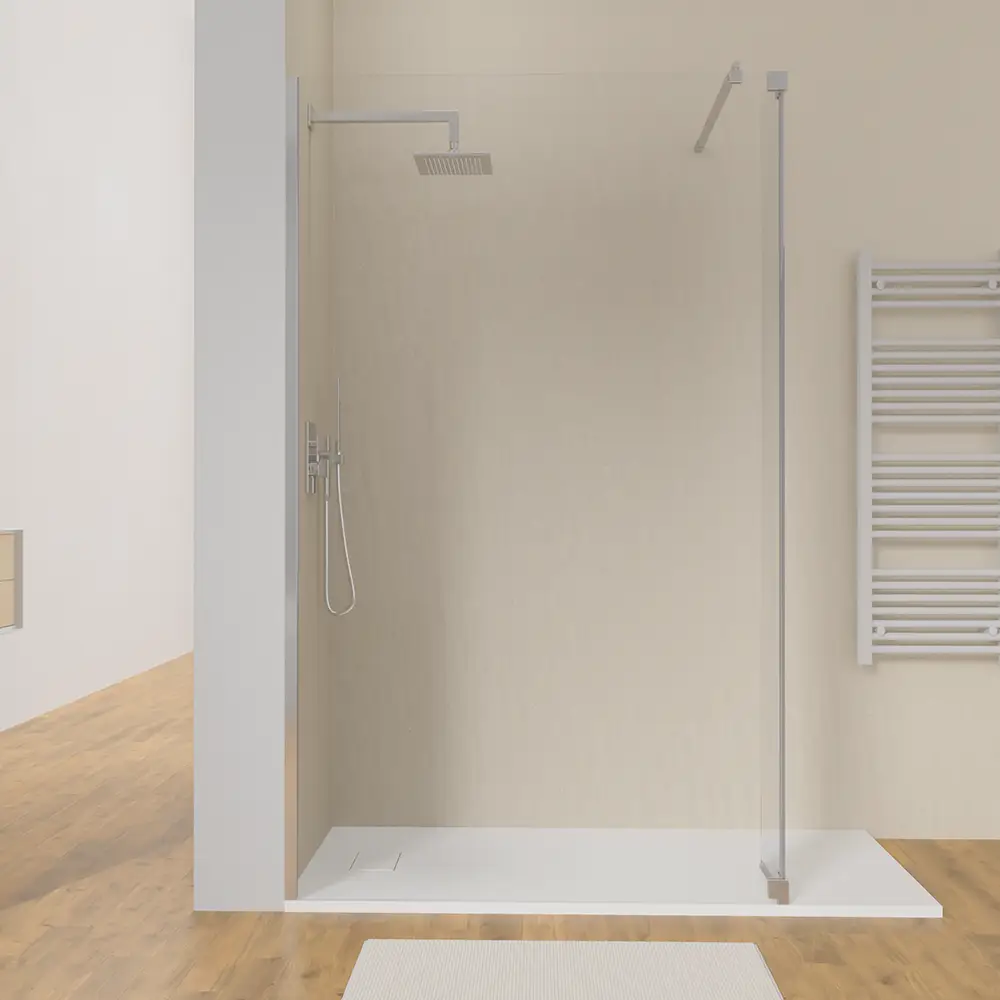 Doccia walk-in 150cm + anta 40cm vetro 8mm trasparente profili cromo | Keros Doccia walk-in 150cm + anta 40cm vetro 8mm trasparente profili cromo | Keros