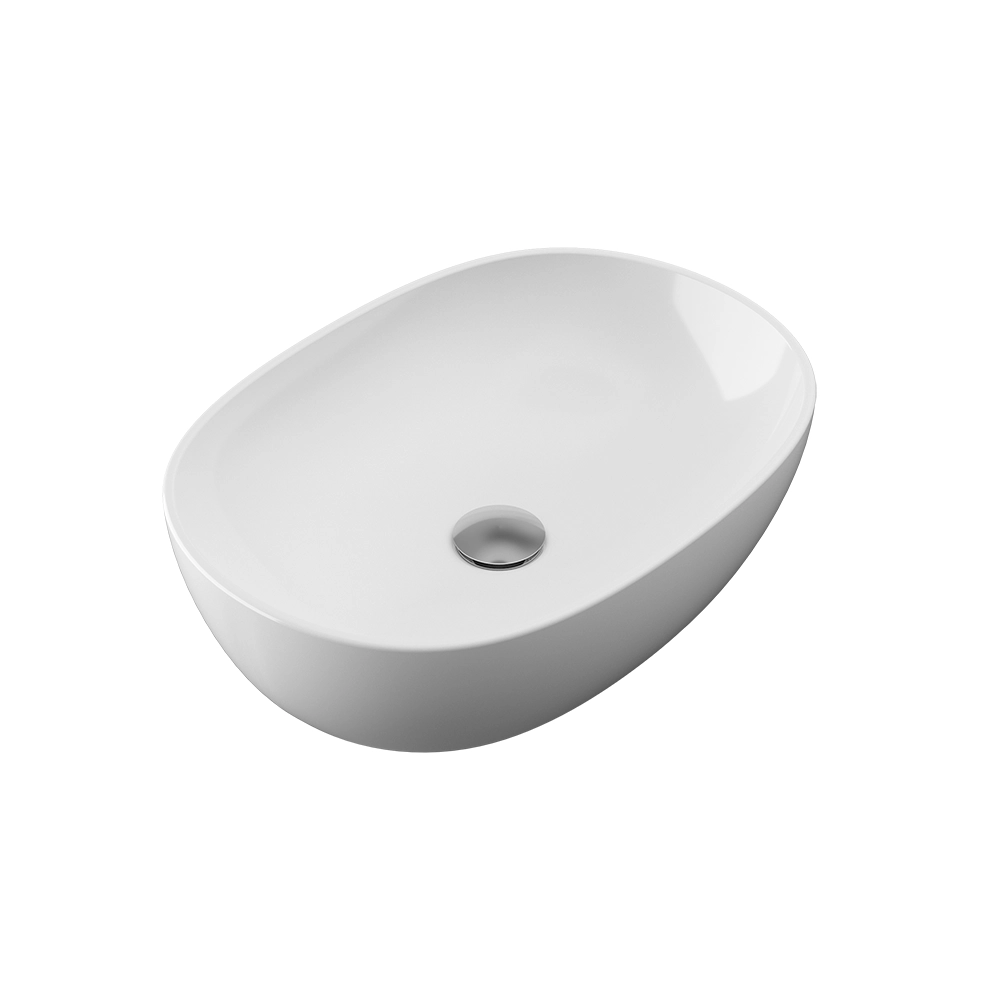 Lavabo da appoggio ovale con bordo slim 49x36x13,5 cm Bianco Lavabo da appoggio ovale con bordo slim 49x36x13,5 cm Bianco