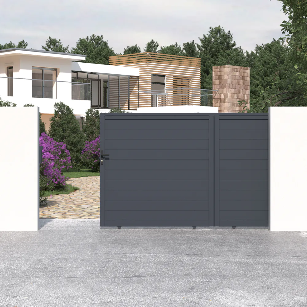 Cancello in alluminio scorrevole 350x173cm grigio freddo Cancello in alluminio scorrevole 350x173cm grigio freddo