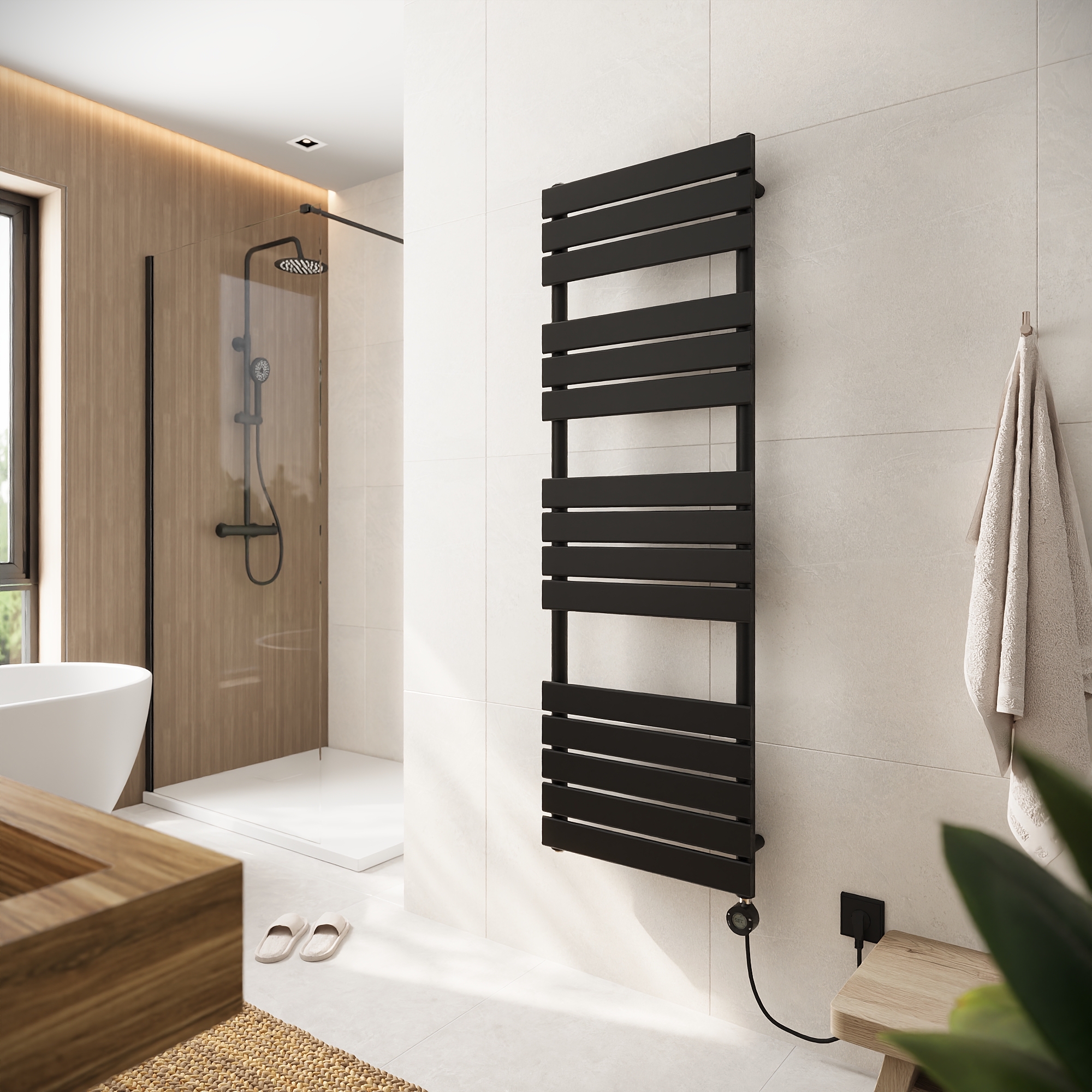 Termoarredo elettrico 800x500 nero opaco interasse 450 | Andromeda
