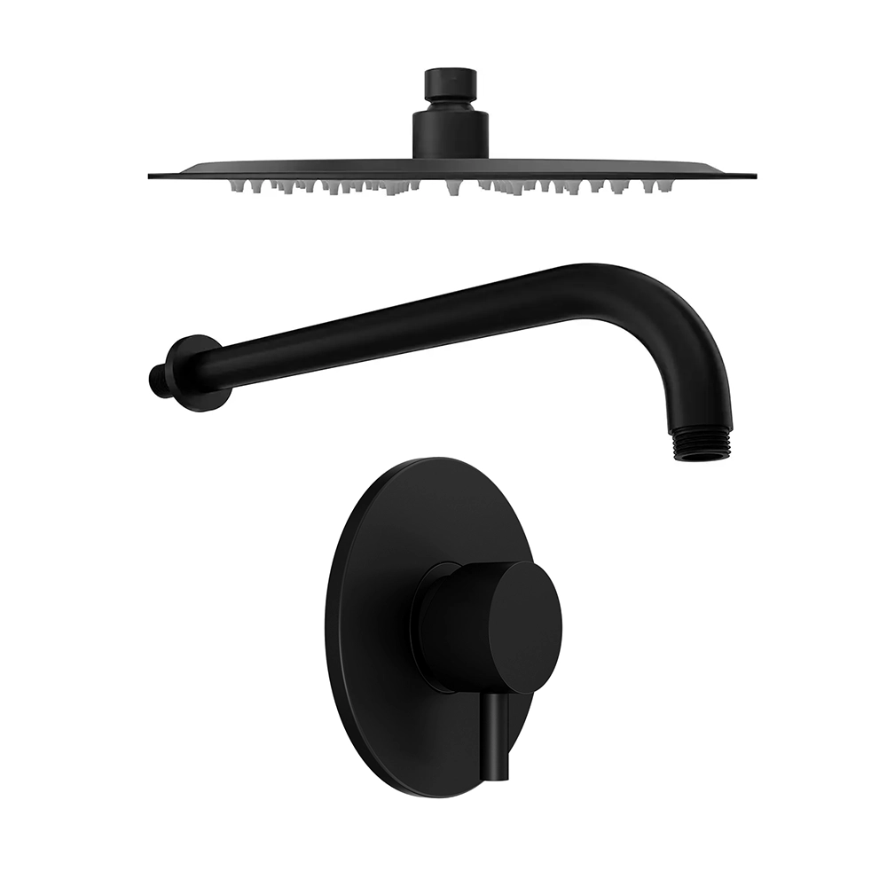 Set doccia nero opaco - Miscelatore incasso Katharine con braccio e soffione slim 20 cm Set doccia nero opaco - Miscelatore incasso Katharine con braccio e soffione slim 20 cm