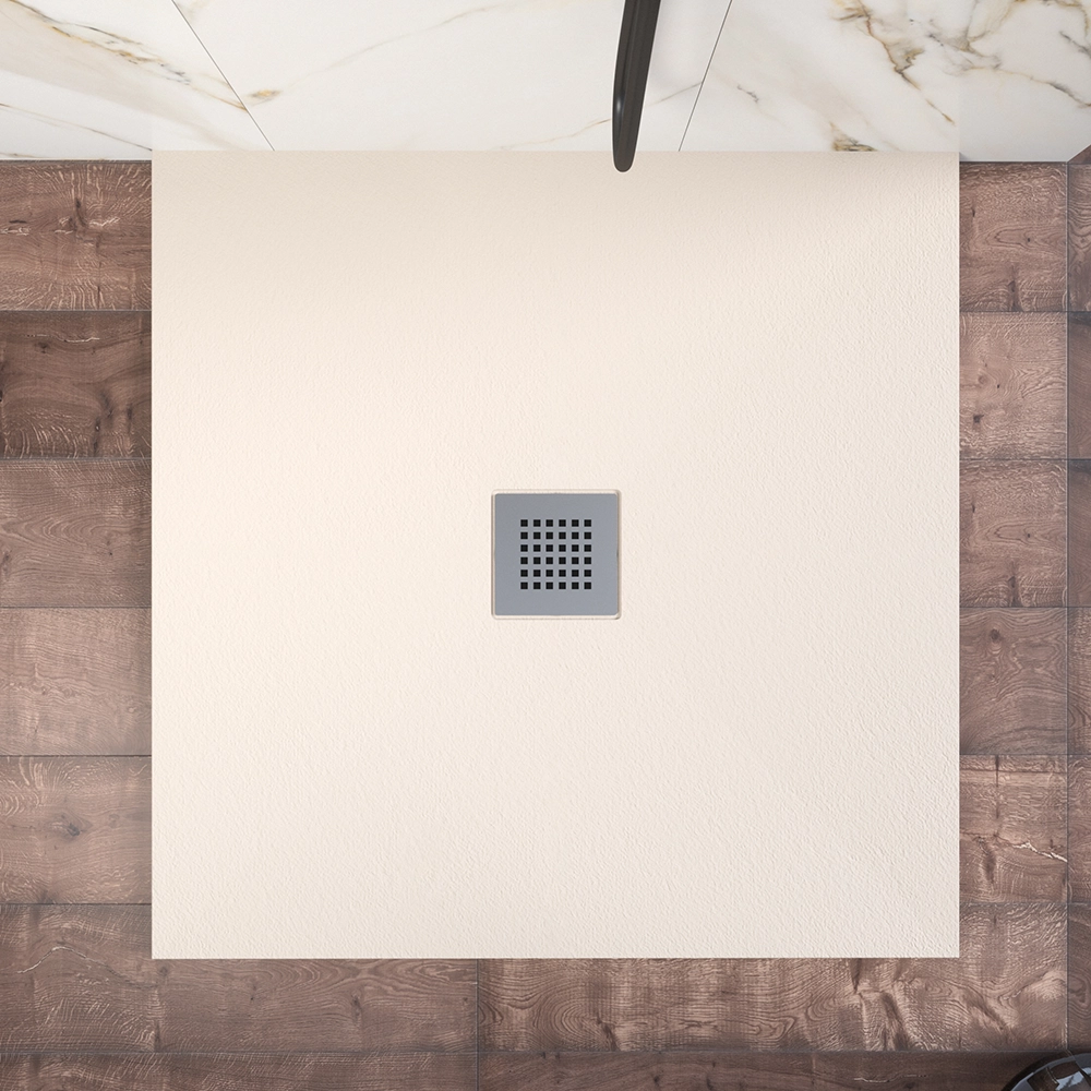 Piatto doccia 80x80cm in marmoresina avorio effetto pietra | Kos Piatto doccia 80x80cm in marmoresina avorio effetto pietra | Kos