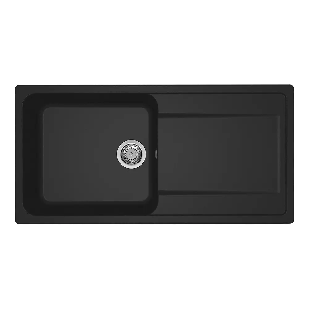 Elleci lavello da cucina 1 vasca con gocciolatoio 100x50cm in granitek nero installazione sopratop | Life 480 Elleci lavello da cucina 1 vasca con gocciolatoio 100x50cm in granitek nero installazione sopratop | Life 480