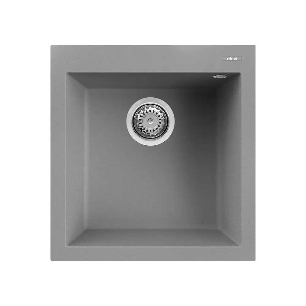 Elleci lavello da cucina 1 vasca 47,1x50,1cm in granitek cemento installazione sopratop | Quadra 102 Elleci lavello da cucina 1 vasca 47,1x50,1cm in granitek cemento installazione sopratop | Quadra 102