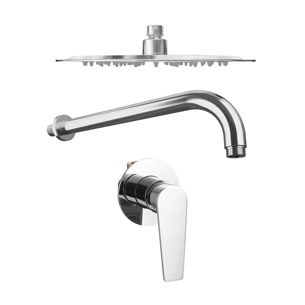 Set doccia cromato - Miscelatore incasso Audrey con braccio e soffione slim 20 cm Set doccia cromato - Miscelatore incasso Audrey con braccio e soffione slim 20 cm