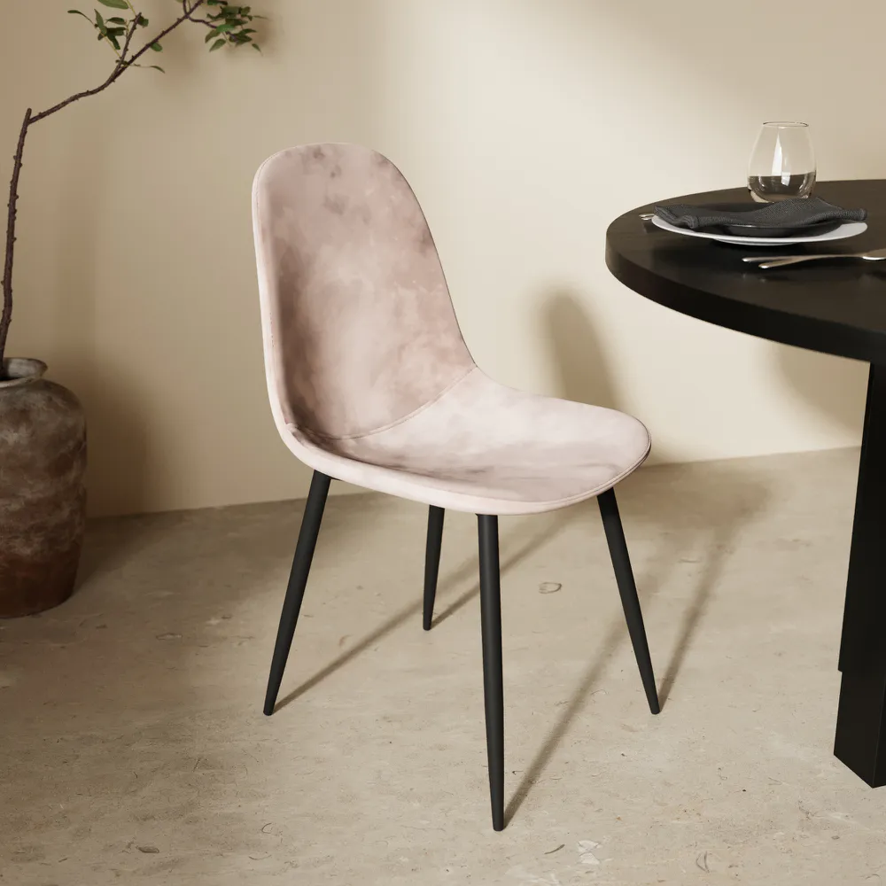 Set 4 sedie seduta in velluto khaki e gambe in acciaio nero | Nora Set 4 sedie seduta in velluto khaki e gambe in acciaio nero | Nora