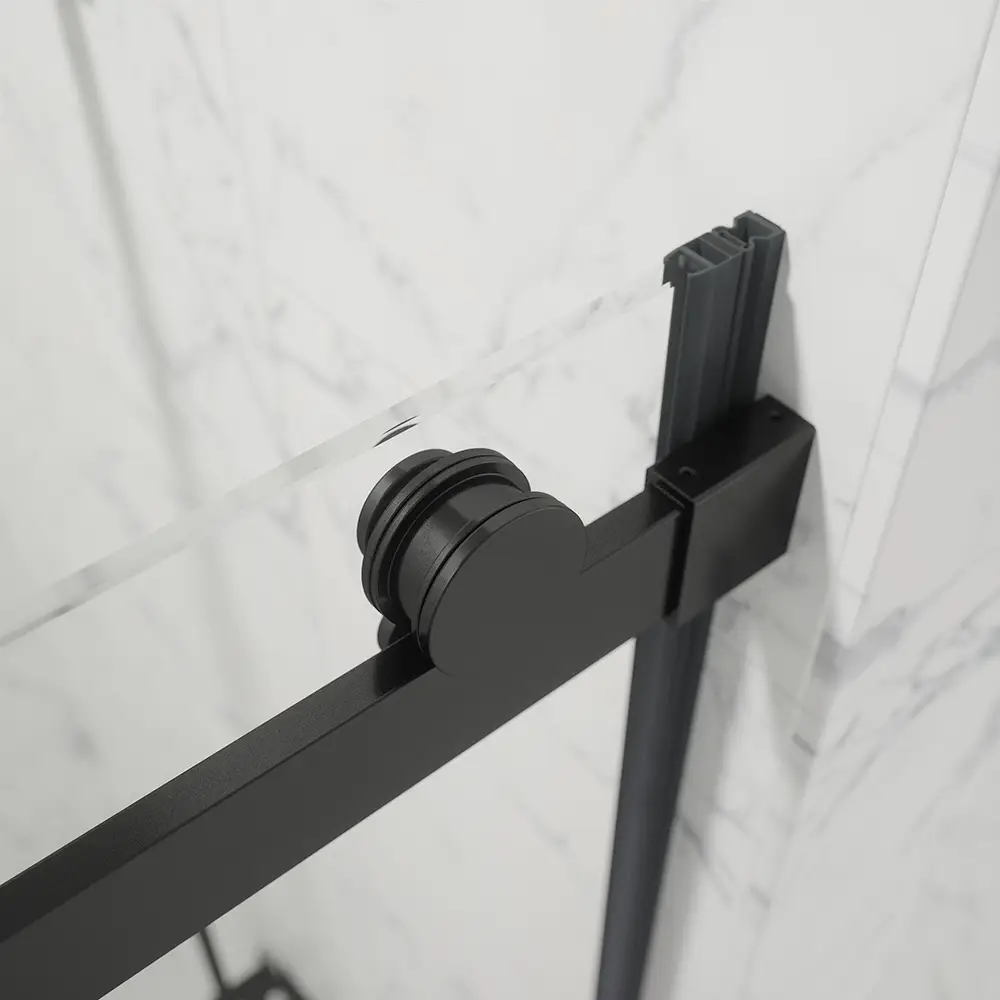 Porta doccia 130cm apertura scorrevole profili nero opaco vetro 8mm trasparente h195 | Creta Porta doccia 130cm apertura scorrevole profili nero opaco vetro 8mm trasparente h195 | Creta