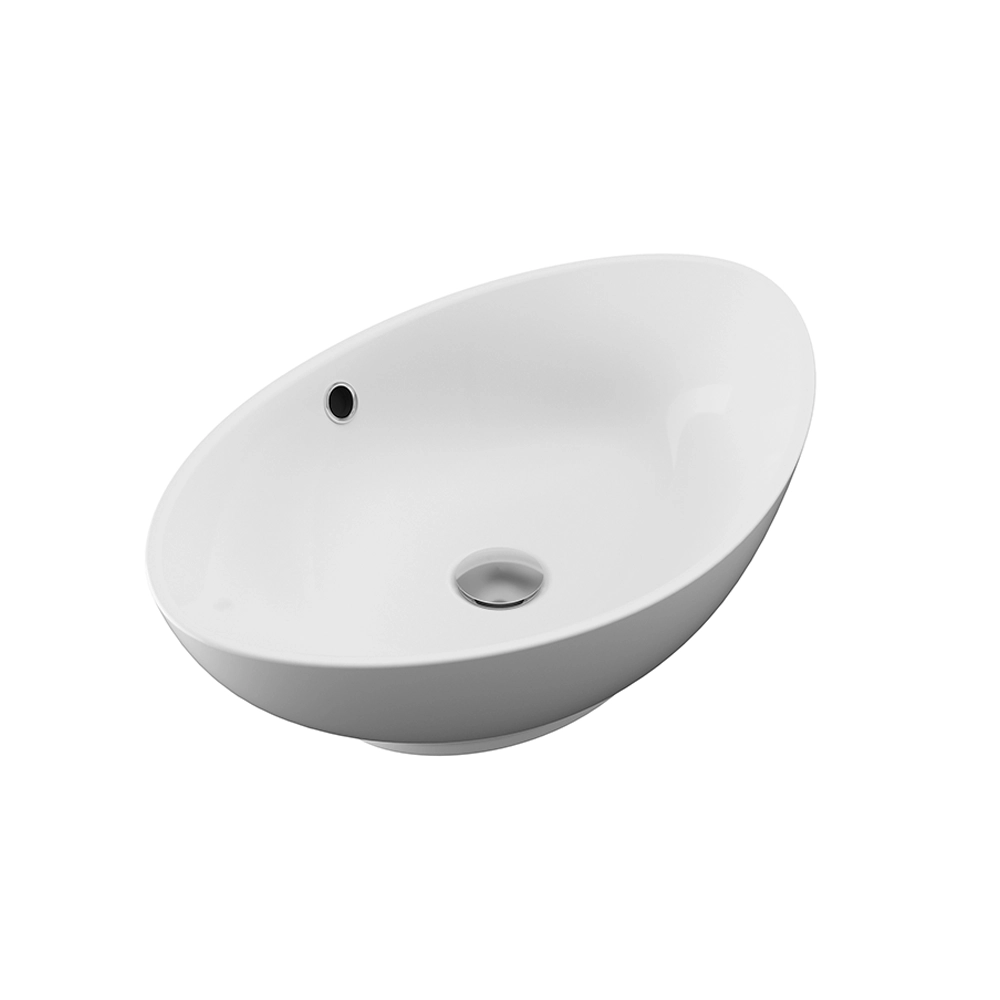 Lavabo da appoggio in ceramica ovale con troppopieno 58x38,5x19,5 cm Lavabo da appoggio in ceramica ovale con troppopieno 58x38,5x19,5 cm