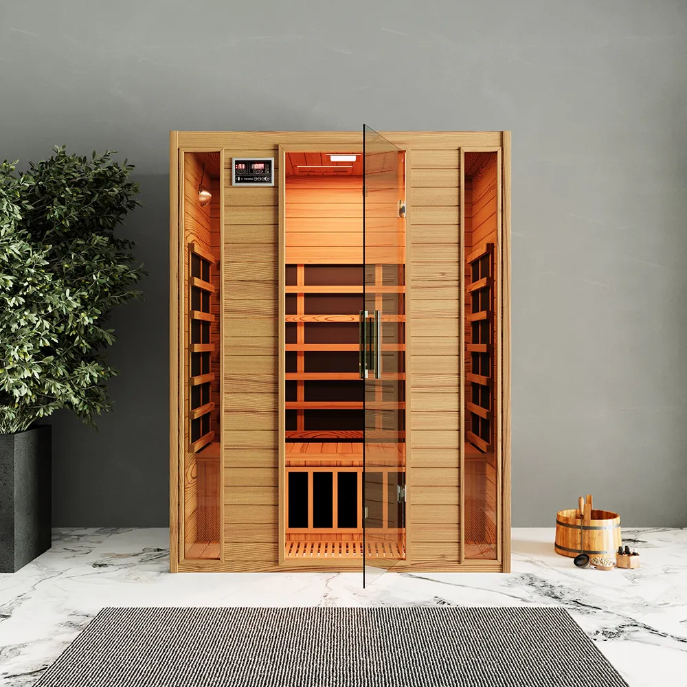 Sauna ad infrarossi 97x146 cm H188 in legno Hemlock con radio integrata | Oulu Sauna ad infrarossi 97x146 cm H188 in legno Hemlock con radio integrata | Oulu