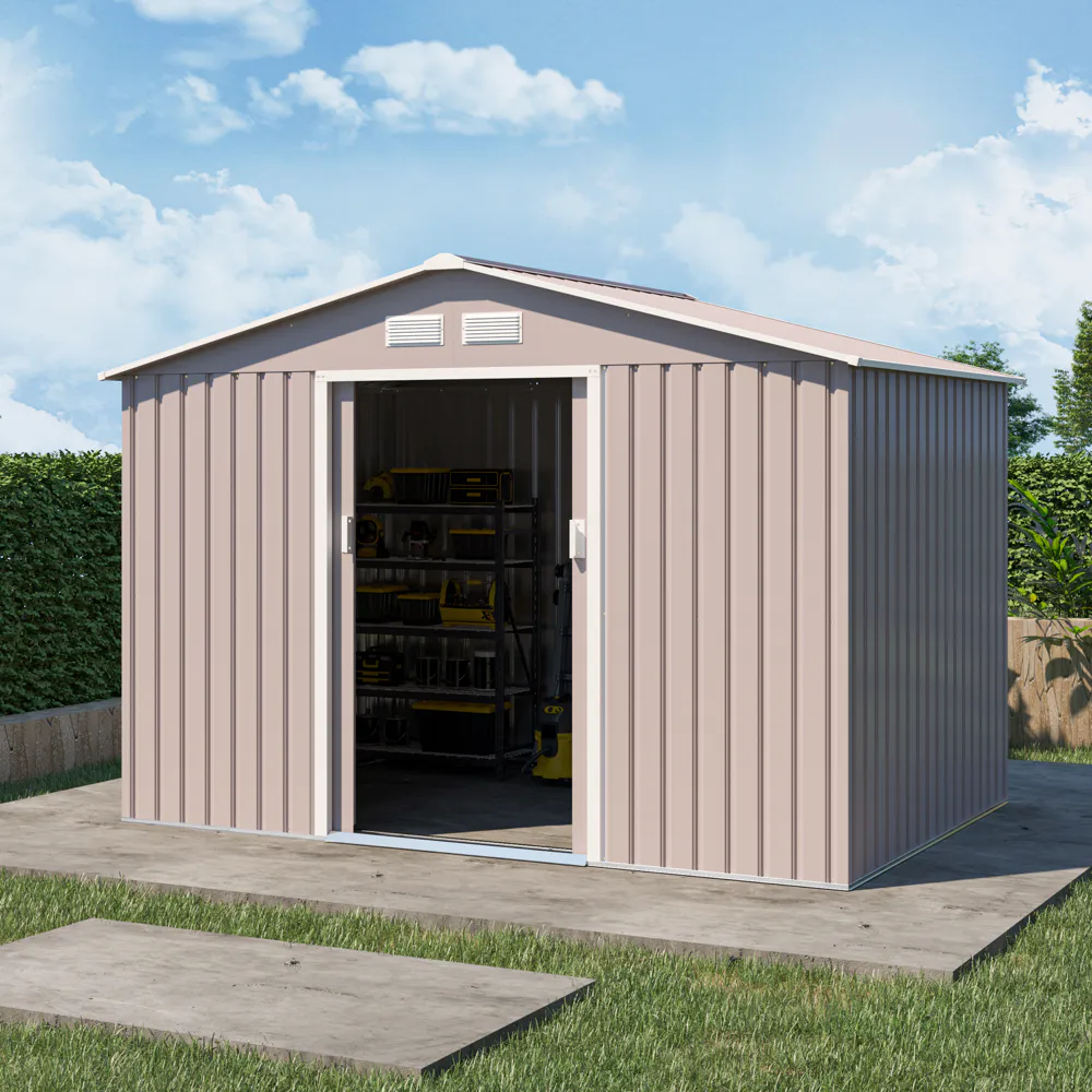 Casetta da giardino in acciaio zincato grigio chiaro 2,77x1,95x1,93 m - 65kg - 4,8 metri quadri